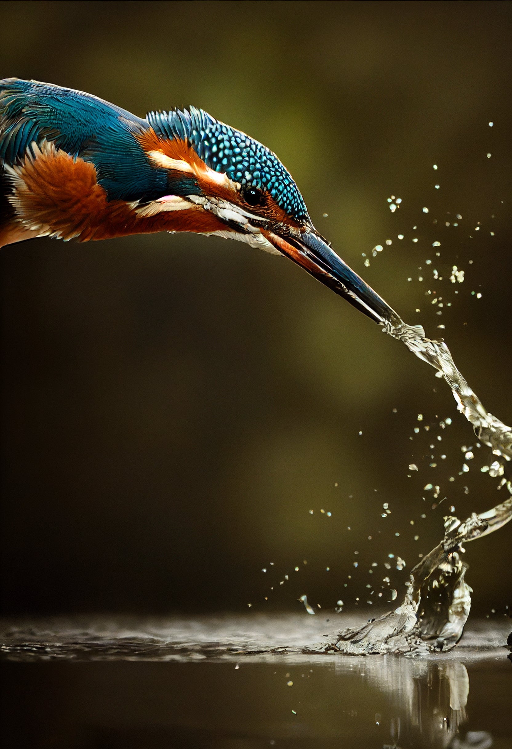 Kingfisher Bird In Water Wildlife Canvas Art Wall Picture