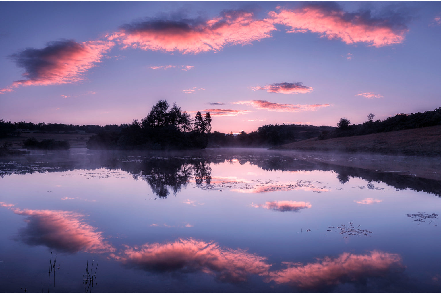 Landscape Blue Pink Sunset Canvas Art Wall Picture Or Gloss Print