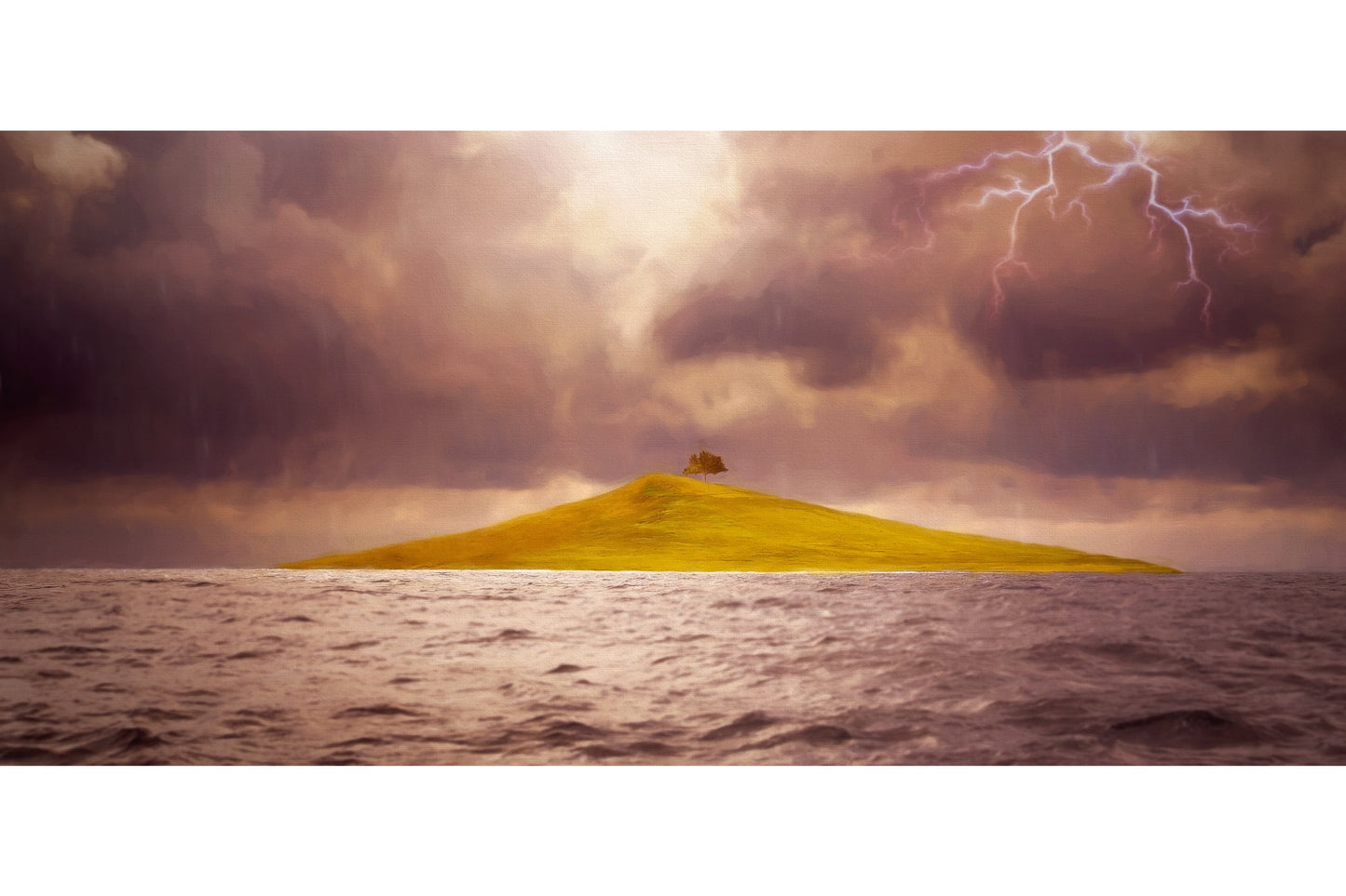 Lightning Green Island Water Canvas Art Wall Picture Or Gloss Print