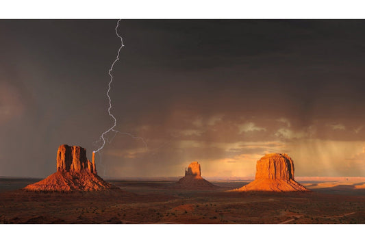 Monument Valley Orange Lightning Sunset Canvas Art Wall Picture Or Gloss Print