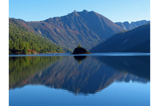 Mountain Lake Blue Water Refelection Trees Canvas Art Wall Picture Or Gloss Print