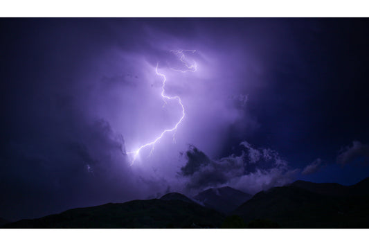 Mountain Purple Lightning Storm Weather Canvas Art Wall Picture Or Gloss Print