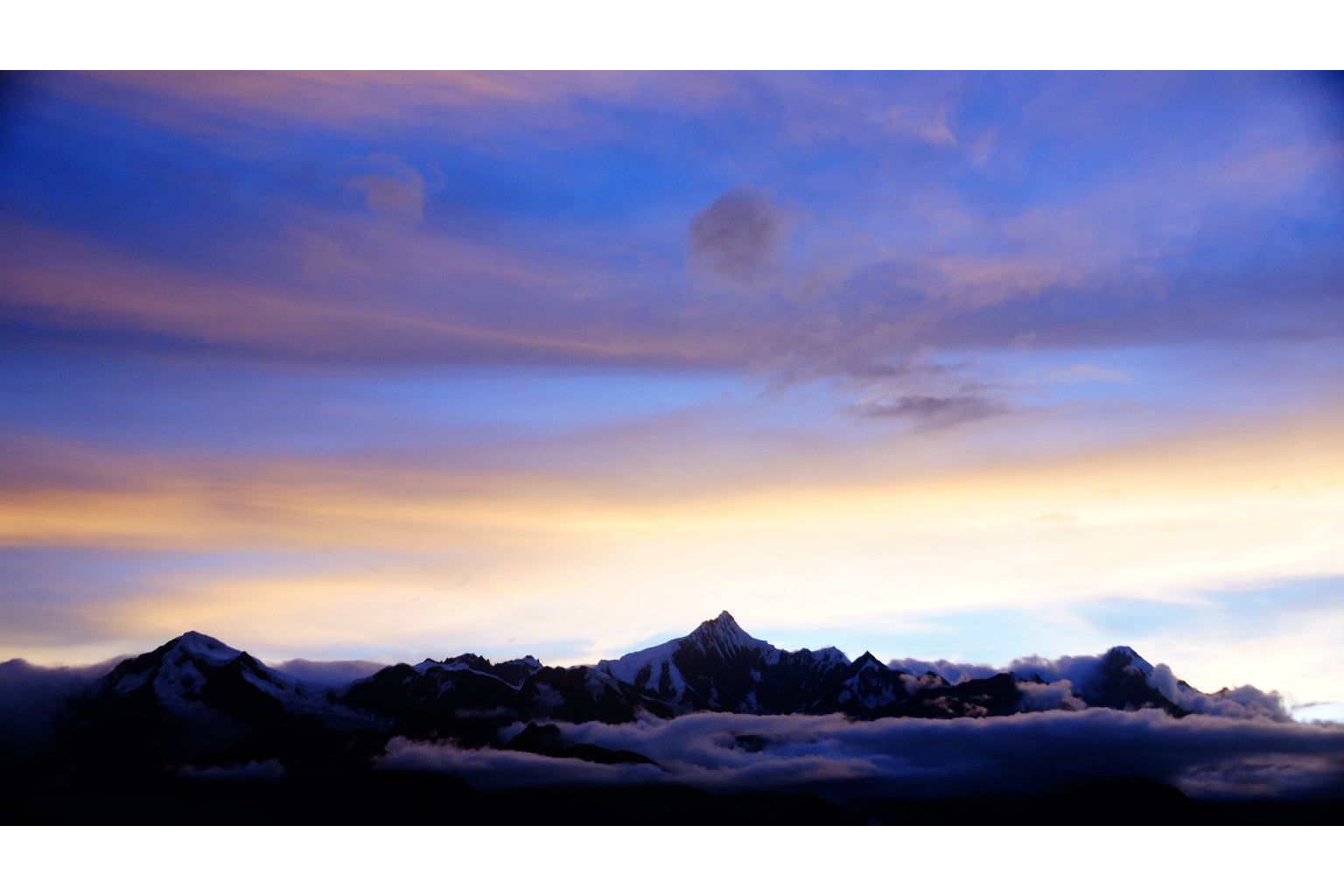 Mountain Sunset Sunrise Blue Purple Landscape Canvas Art Wall Picture