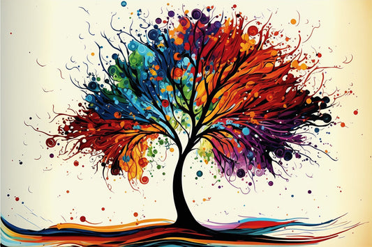 Muti Colour Colourful Tree Abstract Canvas Art Wall Picture