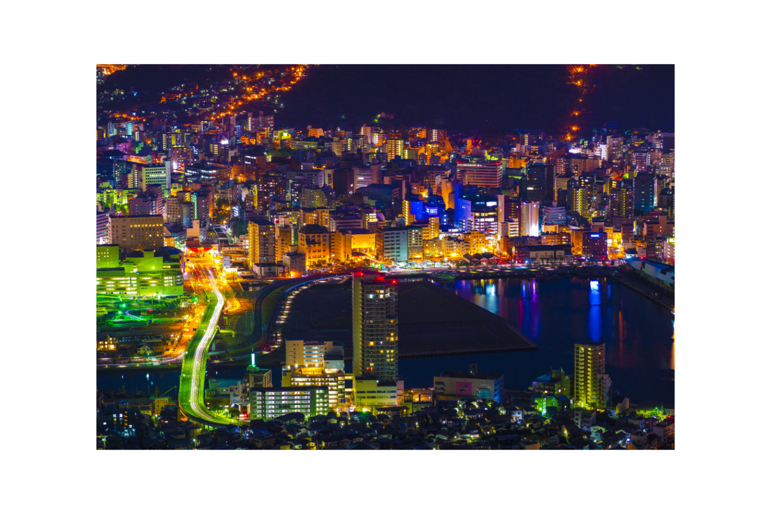 Nagasaki Japan City Lights Canvas Art Wall Picture Or Gloss Print