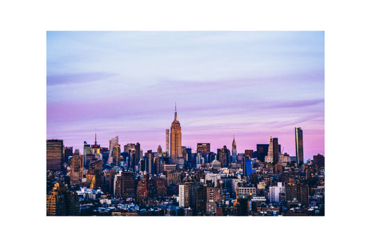 New York City Sunset Purple Canvas Art Wall Picture Or Gloss Print