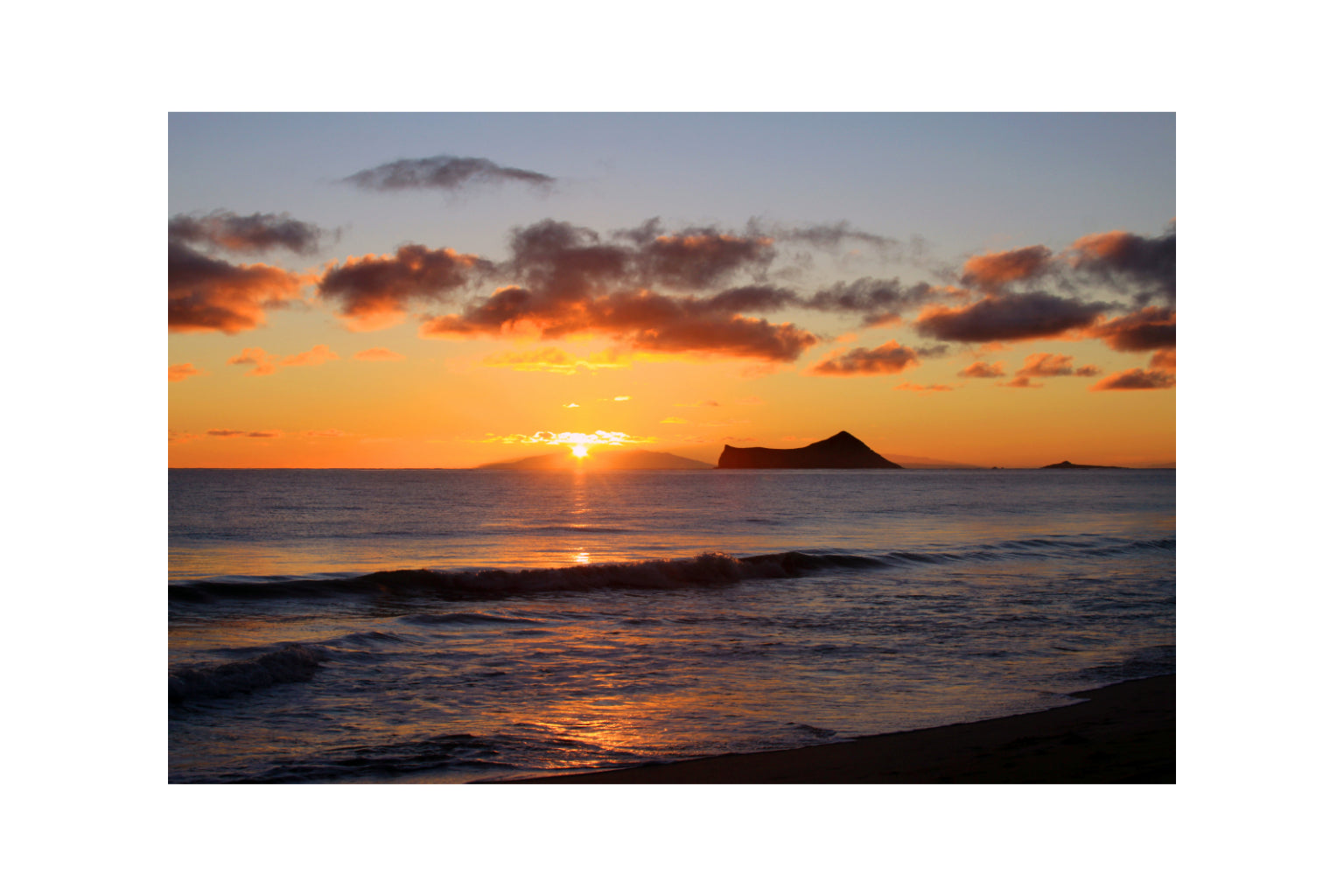 Ocean Island Sunset Sunrise Orange Canvas Art Wall Picture Or Gloss Print