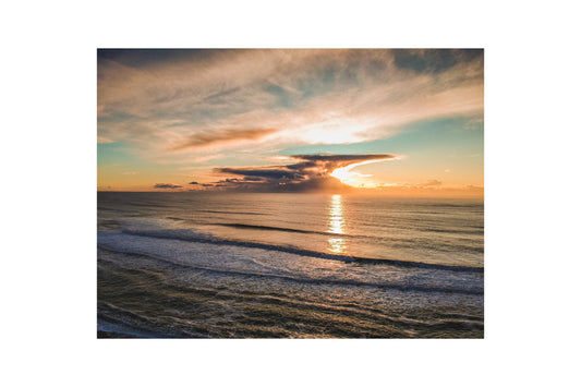 Ocean Sea Beach Sunset Clouds Sky Canvas Art Wall Picture Or Gloss Print