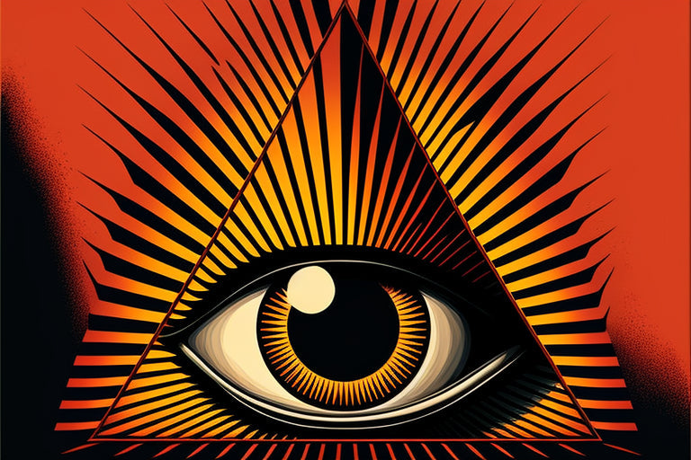 Orange Abstract Eye In Pyramid Canvas Art Wall Picture