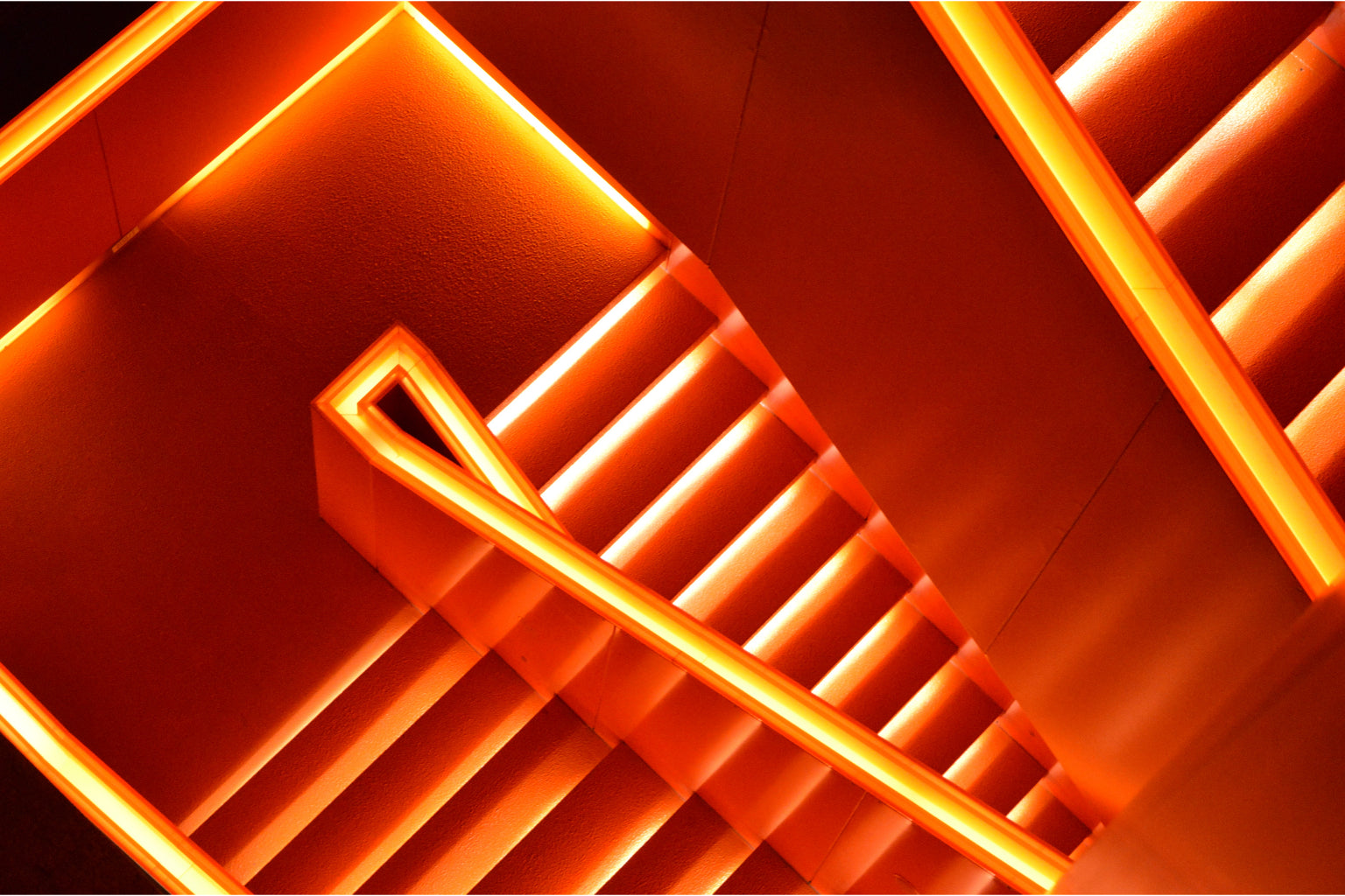 Orange Abstract Lights Stairs Canvas Art Wall Picture Or Gloss Print