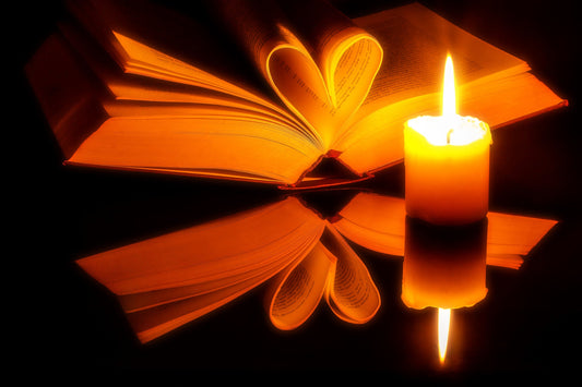 Orange Candle Light Book Canvas Art Wall Picture Or Gloss Print