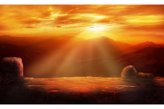 Orange Mountain Sunset Canvas Art Wall Picture Or Gloss Print