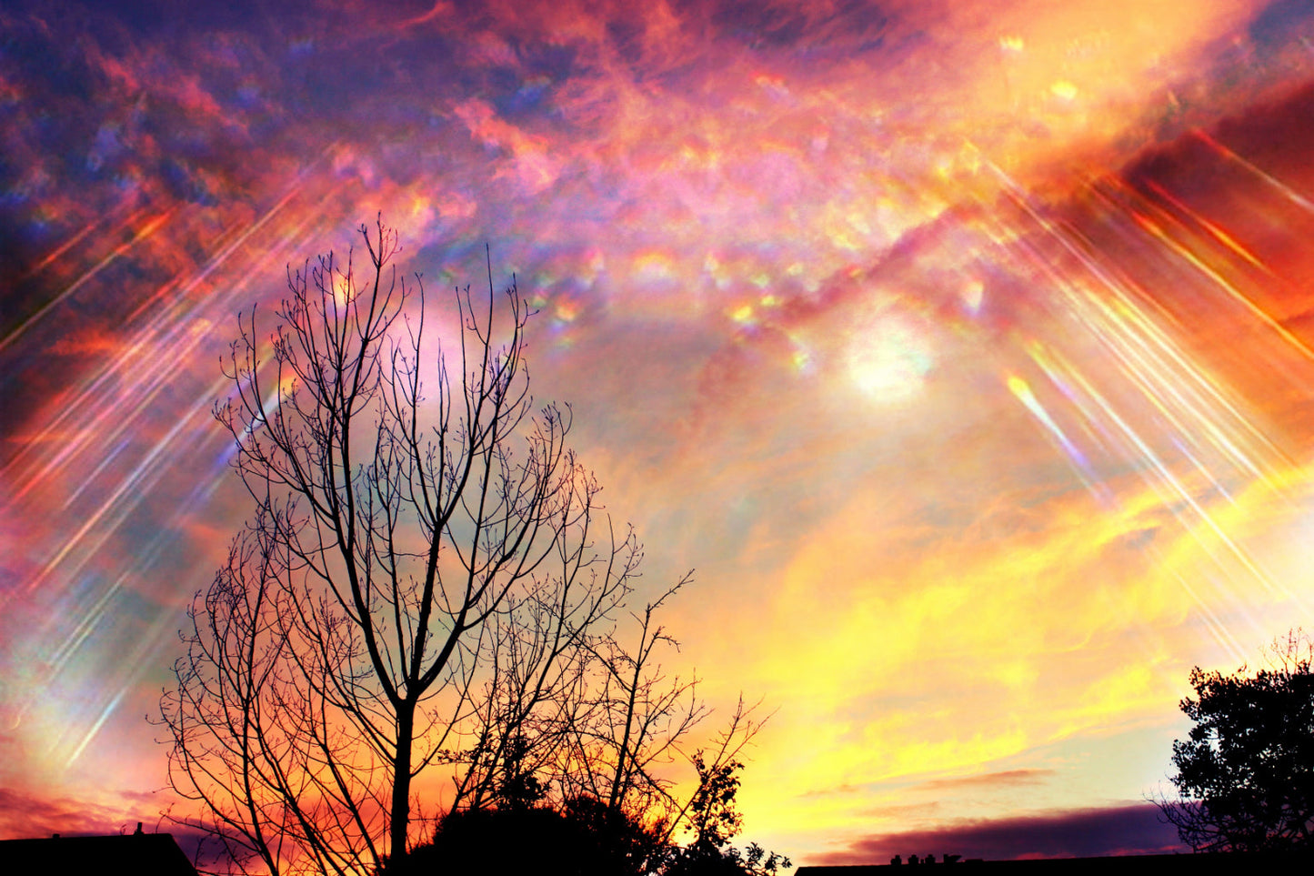 Orange Red Yellow Sunset Sunrise Sky Aurora Canvas Art Wall Picture