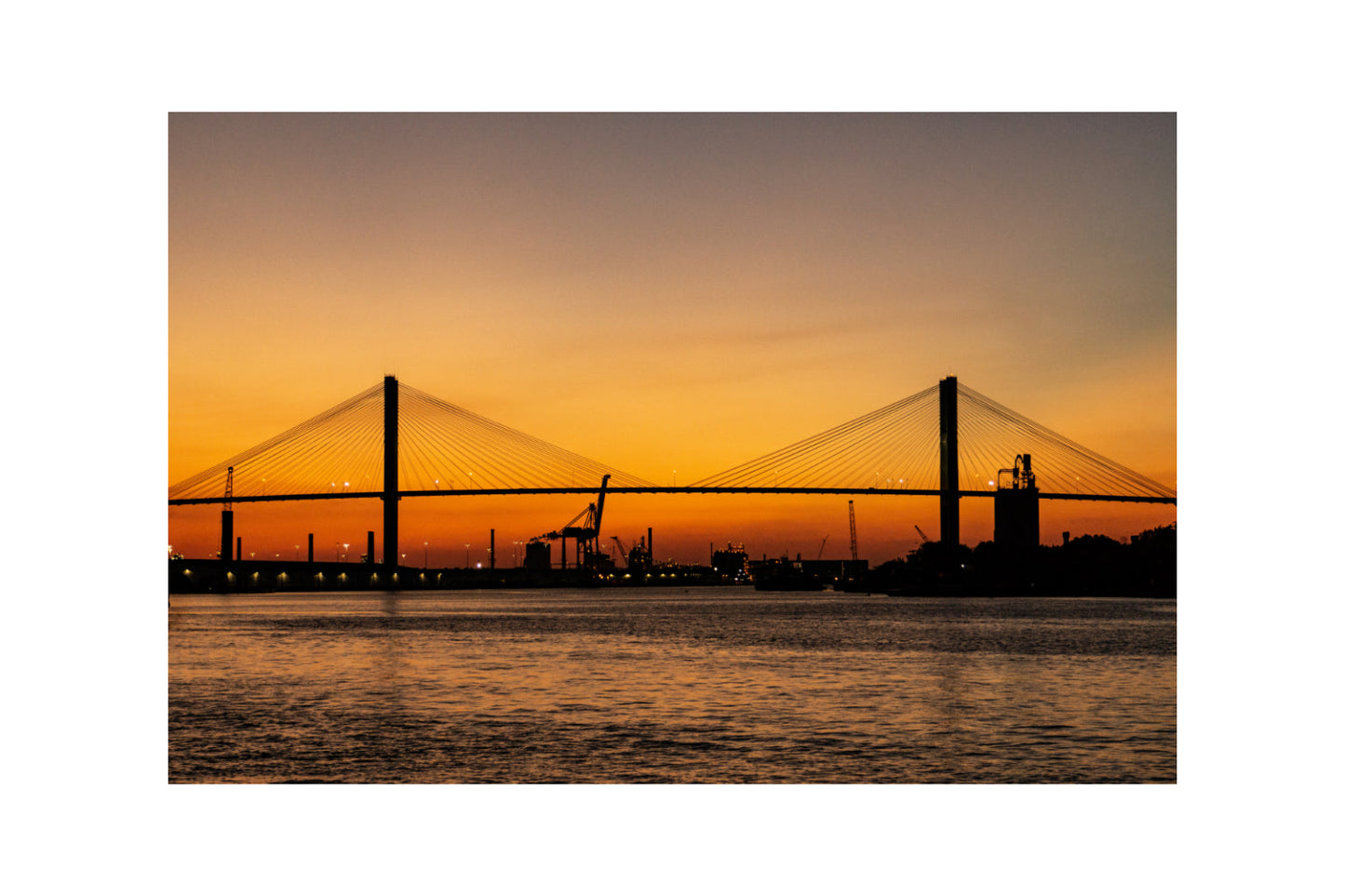 Orange Sunset City Bridge Sunrise Canvas Art Wall Picture Or Gloss Print