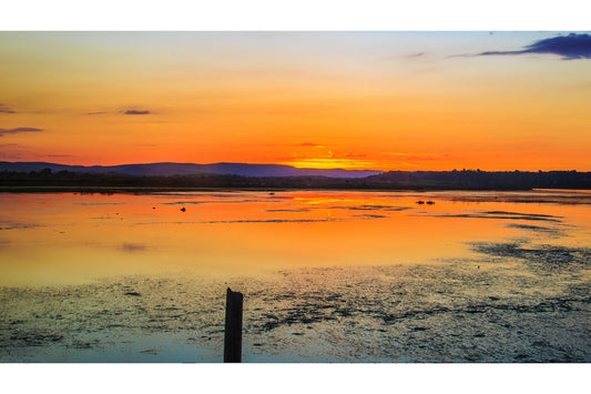 Orange Sunset Sunrise Lake Landscape Canvas Art Wall Picture Or Gloss Print