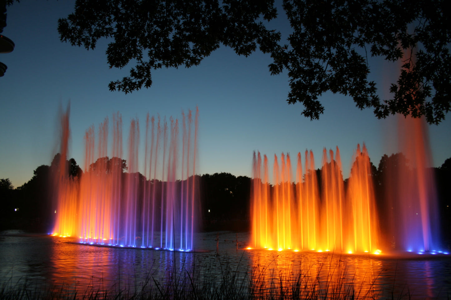 Orange Water Fountain Purple Canvas Art Wall Picture Or Gloss Print