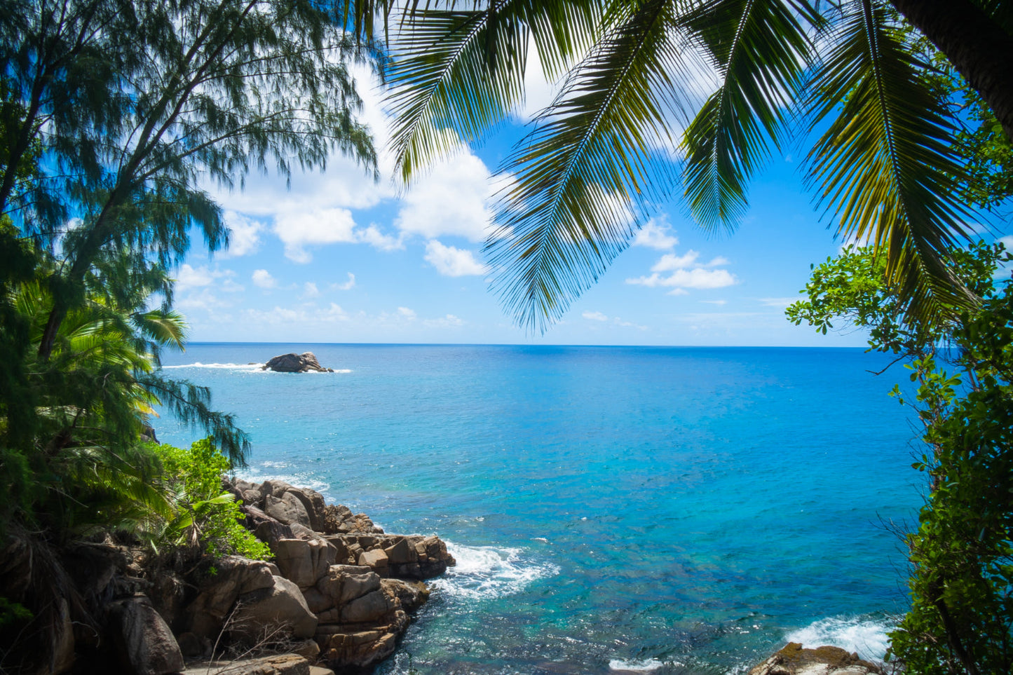 Paradise Sea Water Landscape Palm Tree Canvas Art Wall Picture Or Gloss Print