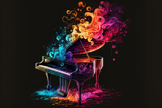 Piano Music Colourful Blue Pink Purple Canvas Art Wall Picture