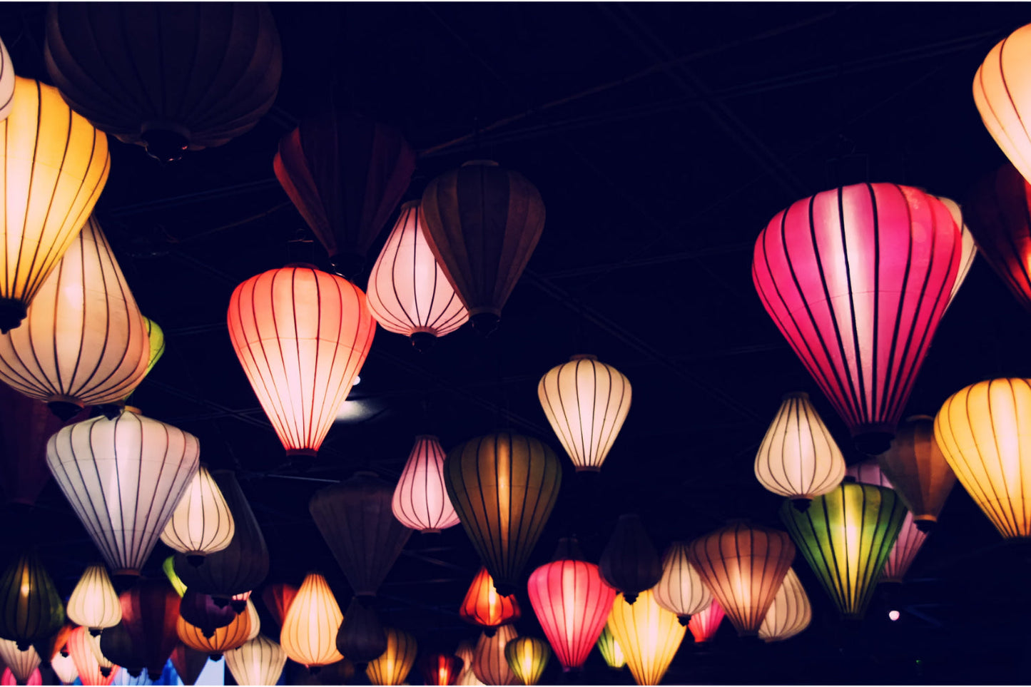 Pink Colourful Lanterns Lights Lamps Canvas Art Wall Picture Or Gloss Print