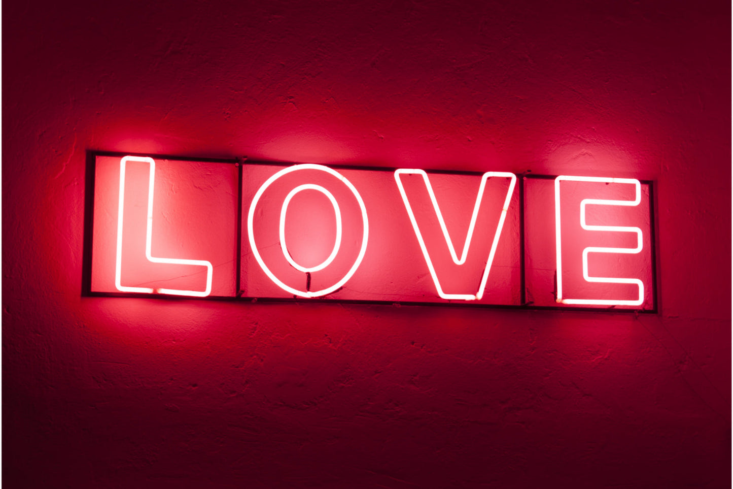 Pink Neon Love Sign Canvas Art Wall Picture Or Gloss Print