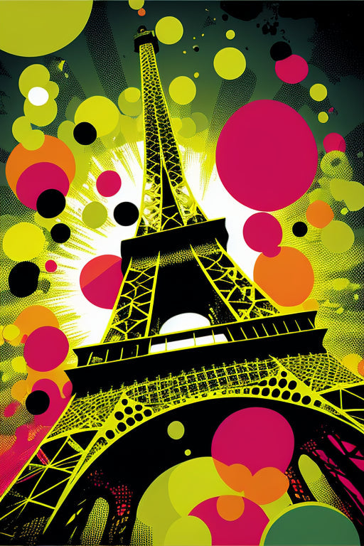 Pop Art Gren Pink Eiffel Tower Paris Canvas Art Wall Picture