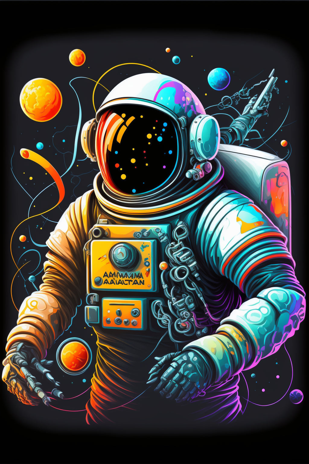 Pop Art Space Astronaut Colourful Canvas Art Wall Picture