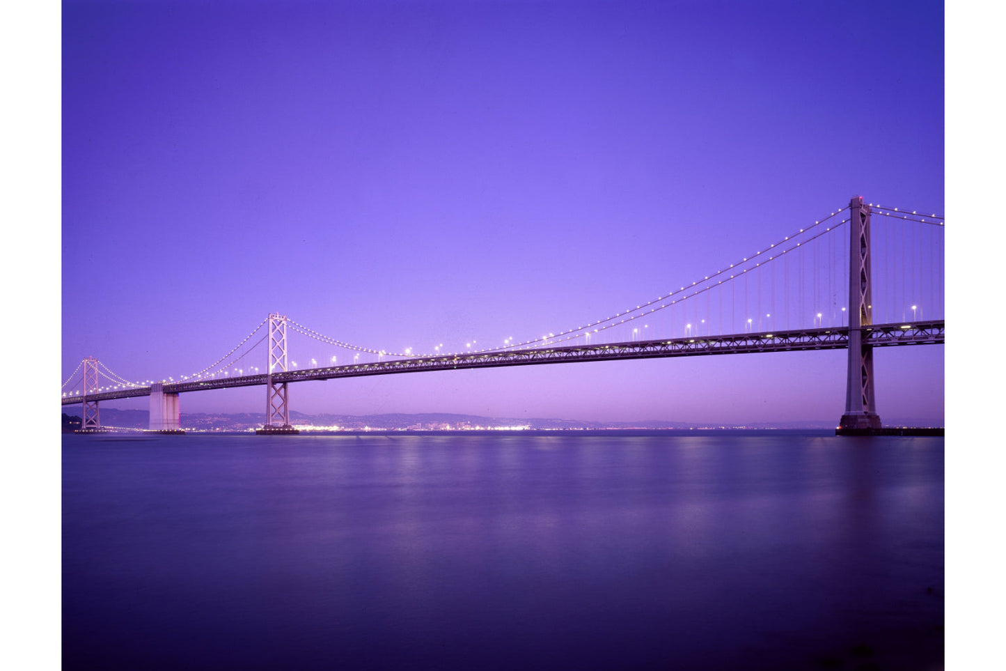 Purple Bridge Sea Water City Sunset Canvas Art Wall Picture Or Gloss Print