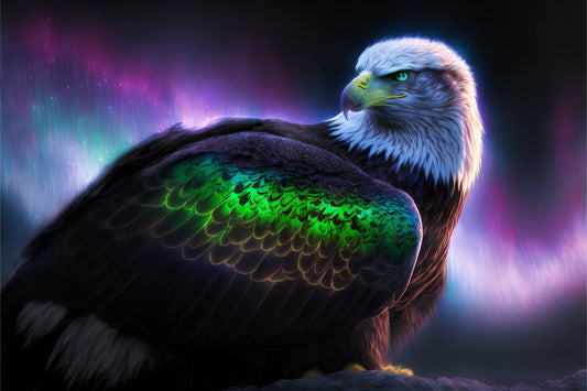 Purple Eagle Northern Lights Canvas Art Wall Picture