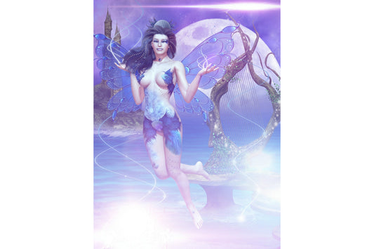 Purple Fantasy Woman Moon Canvas Art Wall Picture Or Gloss Print