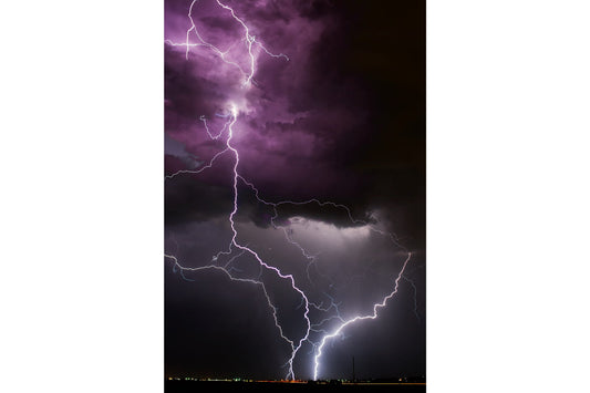 Purple Grey Lightning Thunder Storm Weather Canvas Art Wall Picture Or Gloss Print