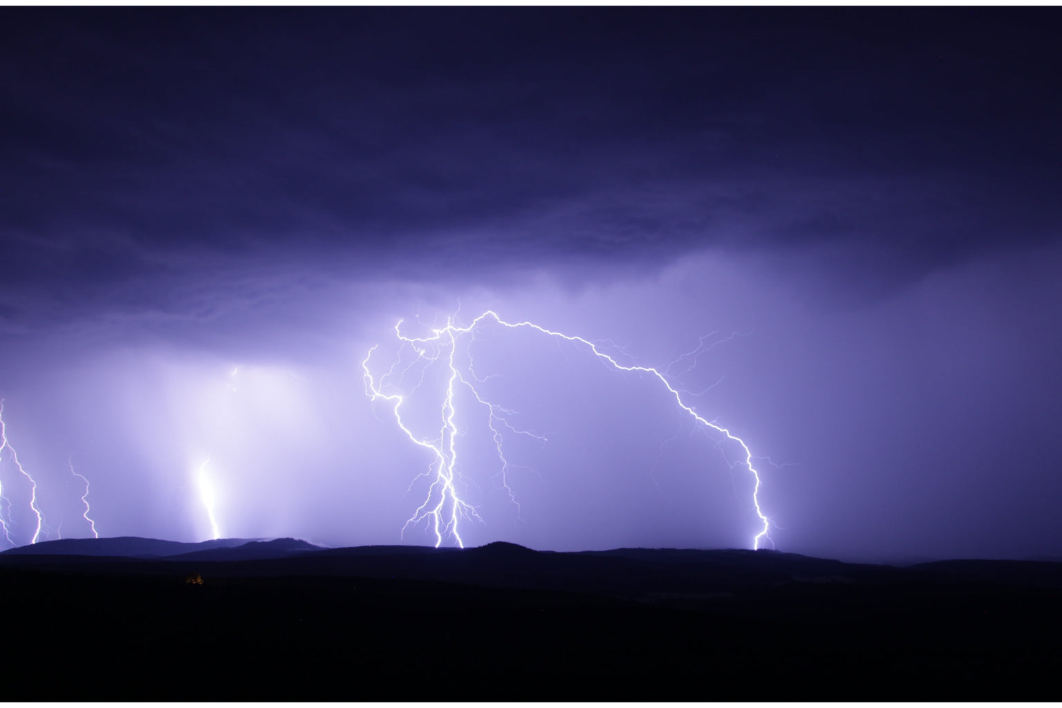 Purple Lightning Field Storm Weather Canvas Art Wall Picture Or Gloss Print