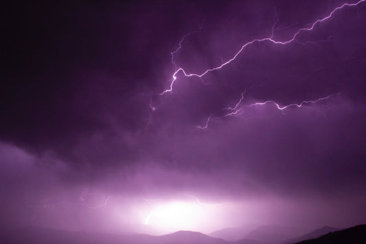 Purple Lightning Landscape Weather Canvas Art Wall Picture Or Gloss Print