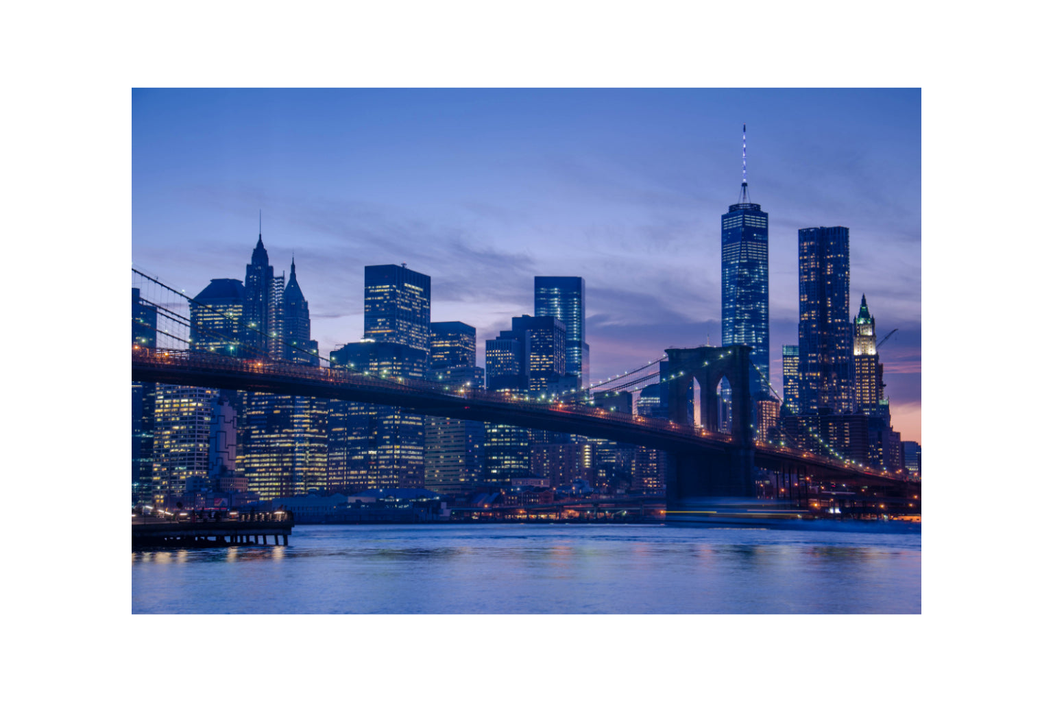 Purple Manhattan City Bridge Sunset Canvas Art Wall Picture Or Gloss Print