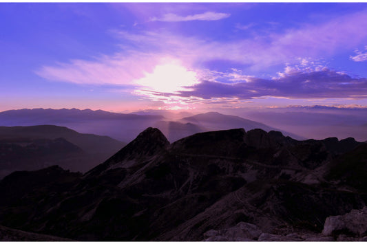 Purple Mountain Blue Sunset Sunrise Sky Canvas Art Wall Picture Or Gloss Print