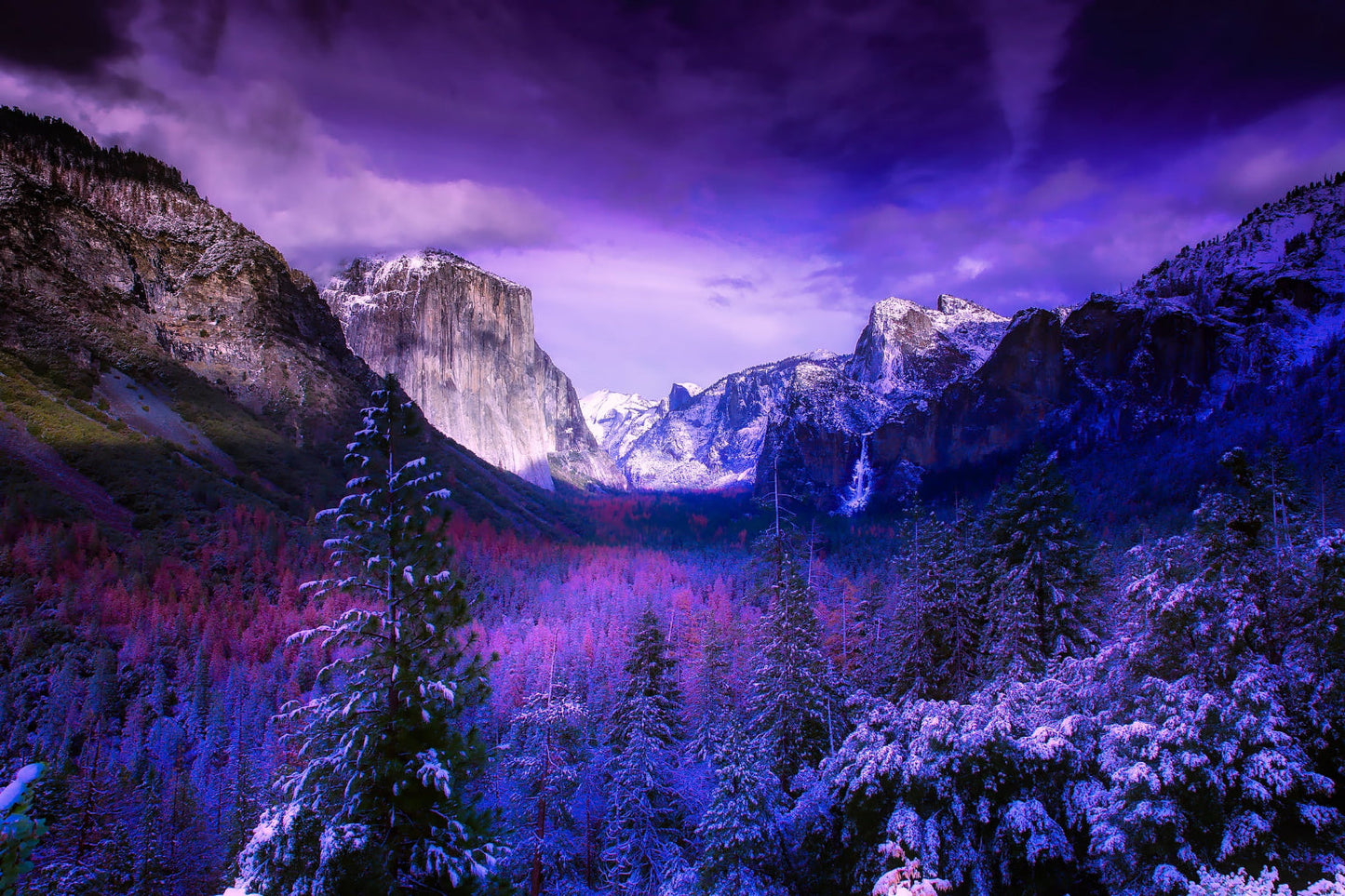 Purple Mountain Trees Landscape Forest Canvas Art Wall Picture Or Gloss Print