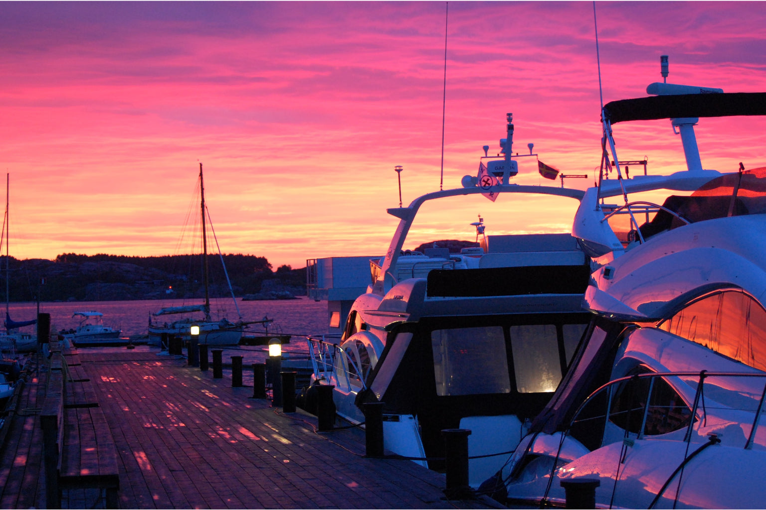 Purple Pink Sunset Sunrise Boats Water Canvas Art Wall Picture Or Gloss Print