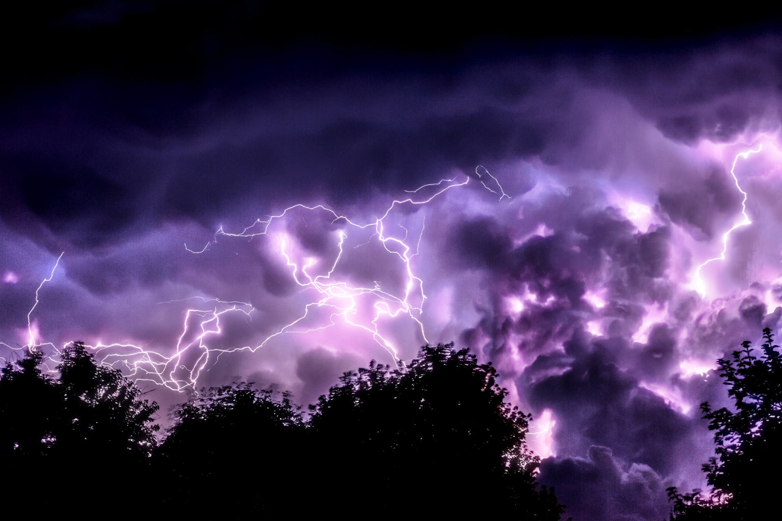 Purple Storm Lightning Weather Canvas Art Wall Picture Or Gloss Print