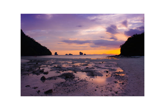 Purple Sunset Sunrise Beach Sea Sky Canvas Art Wall Picture Or Gloss Print