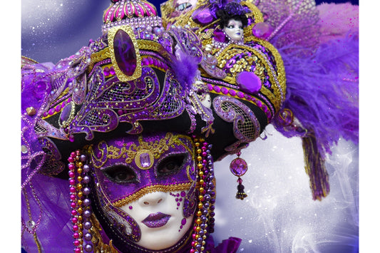 Purple Venice Carnival Mask Canvas Art Wall Picture Or Gloss Print