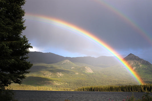 Rainbow Lake Mountains Landscape Canvas Art Wall Picture Or Gloss Print