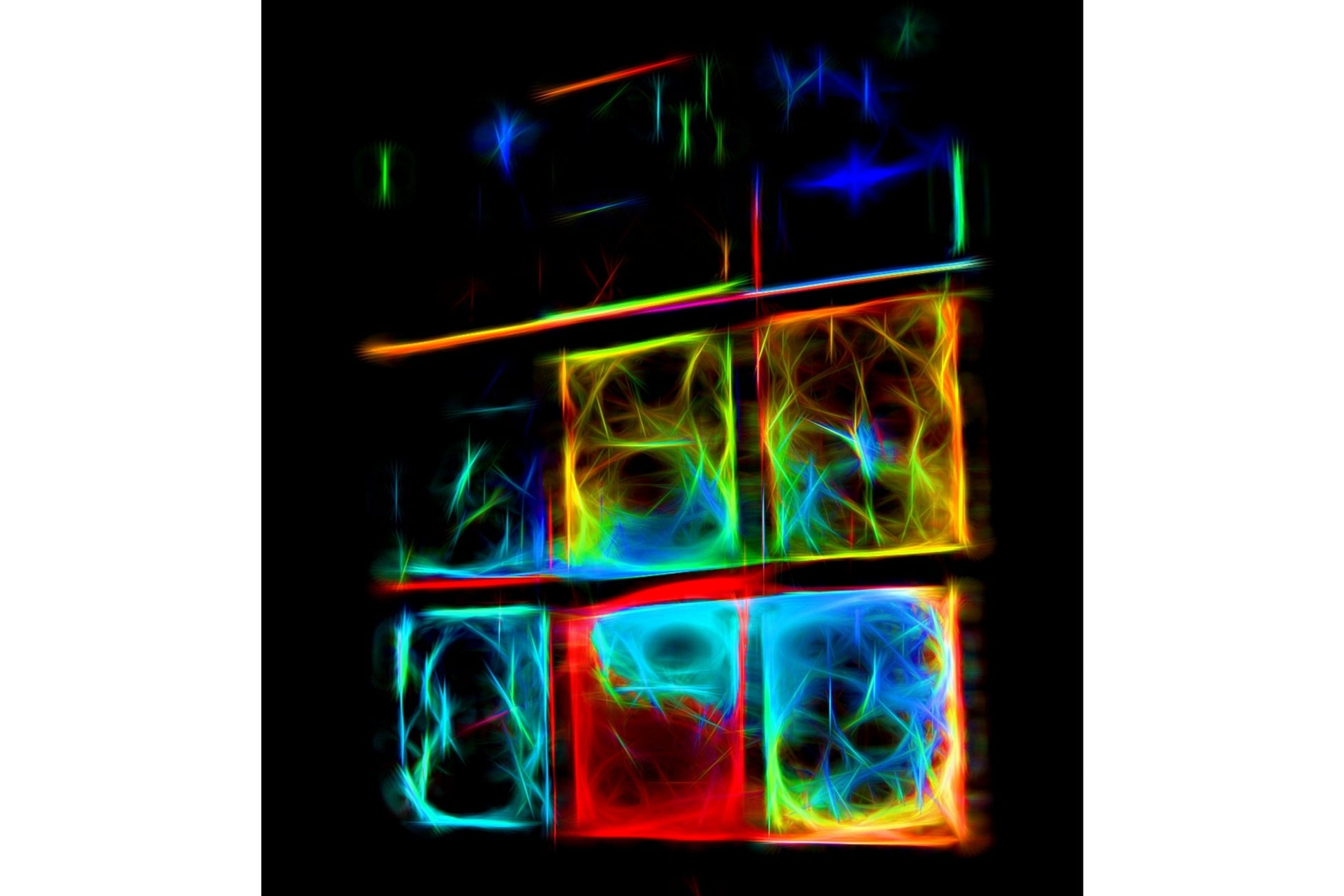 Rainbow Multi Colour Abstract Lights Canvas Art Wall Picture Or Gloss Print