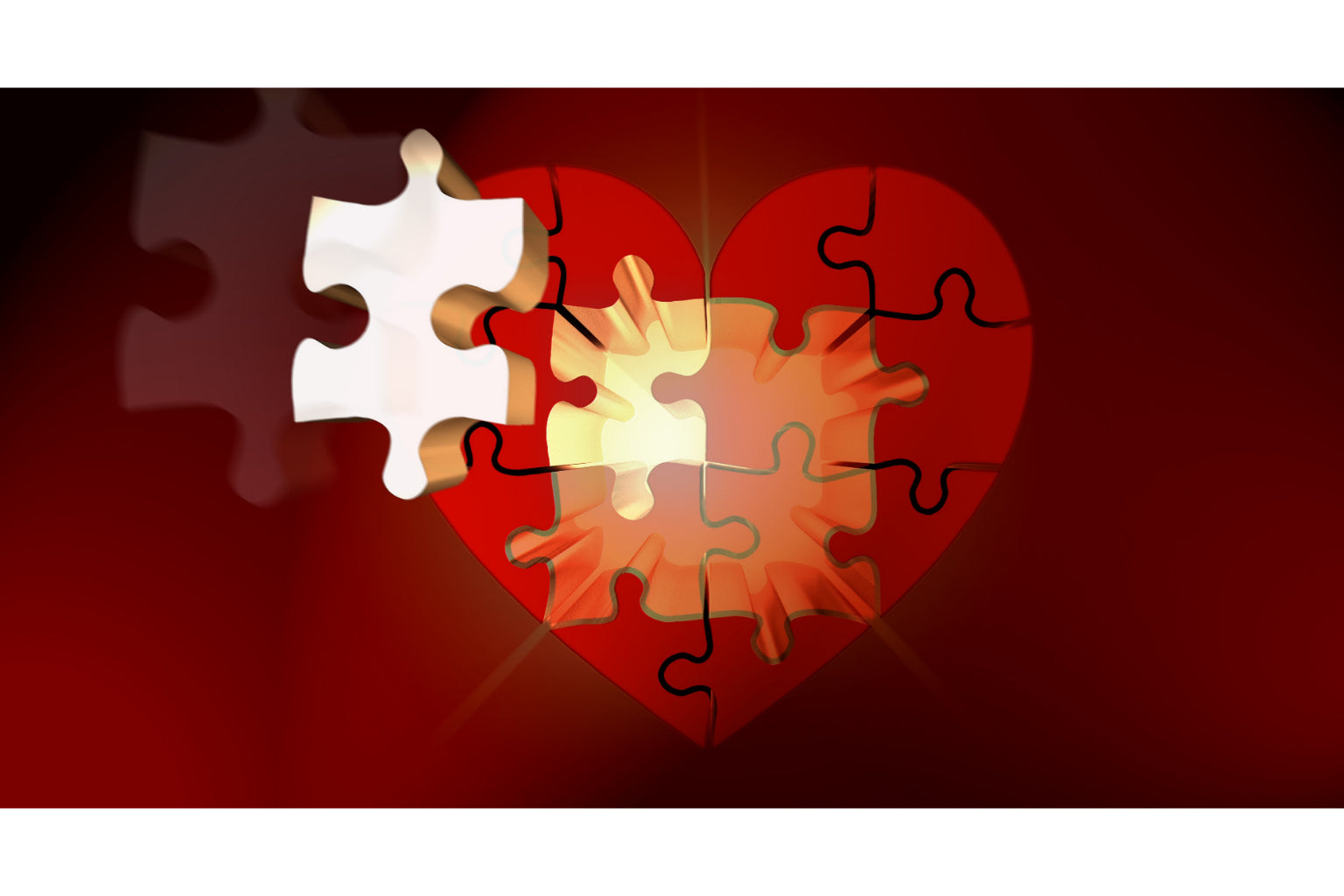 Red Heart Jigsaw Abstract Canvas Art Wall Picture Or Gloss Print