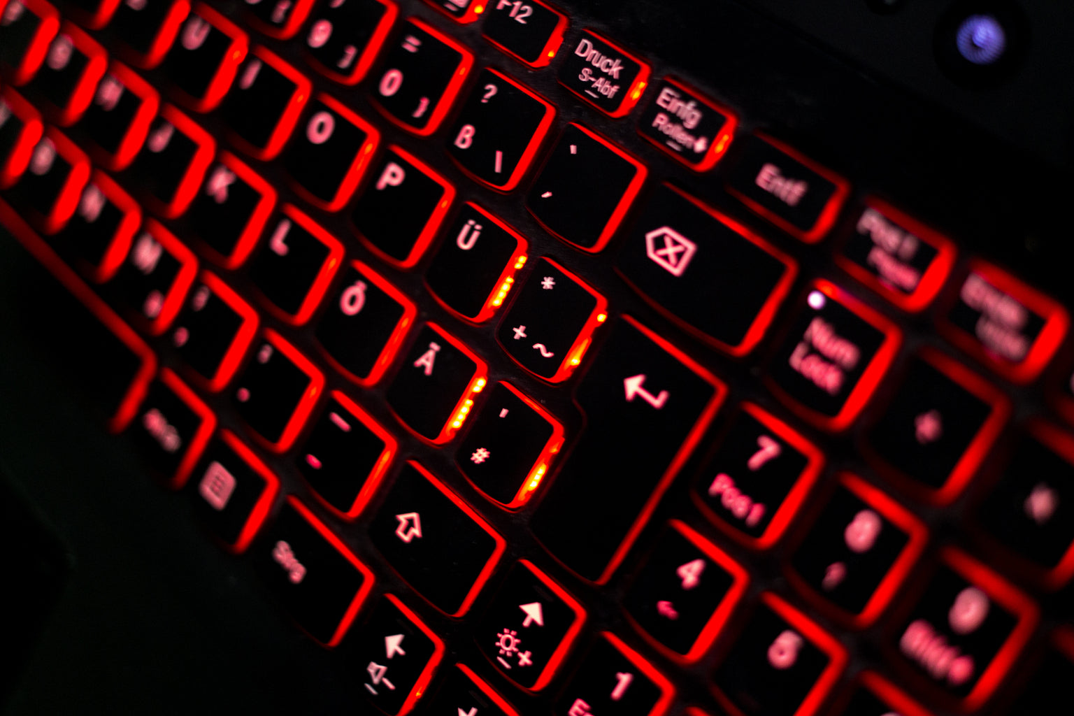 Red Neon Computer Keyboard Office Canvas Art Wall Picture Or Gloss Print