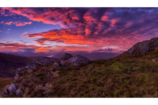 Red Orange Sunset Mountain Landscape Canvas Art Wall Picture Or Gloss Print