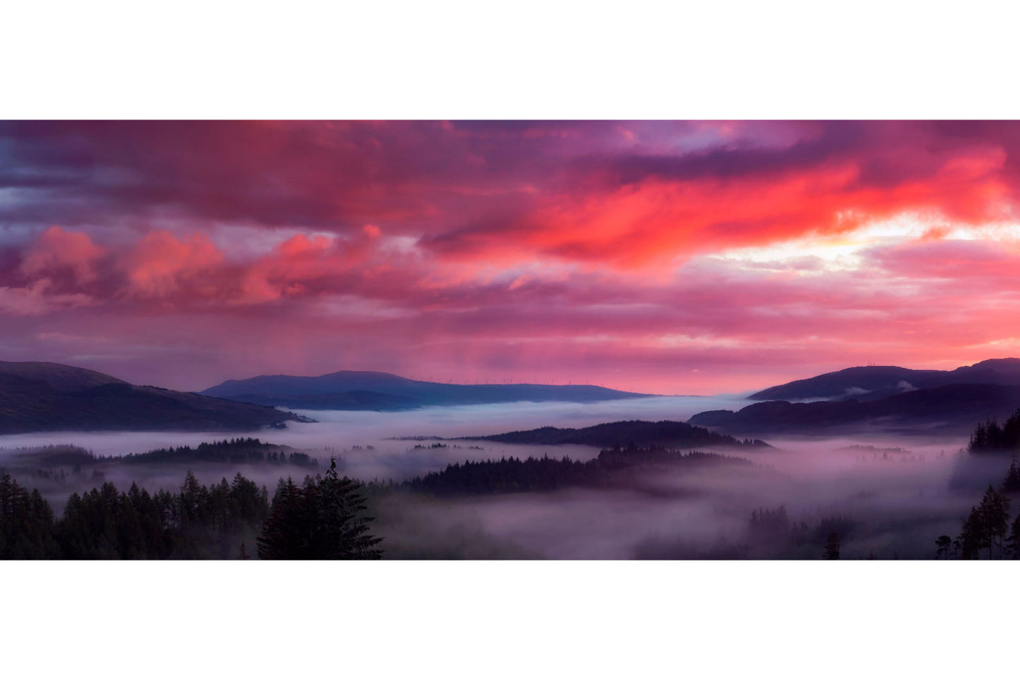 Red Purple Misty Landscape Sunset Canvas Art Wall Picture Or Gloss Print