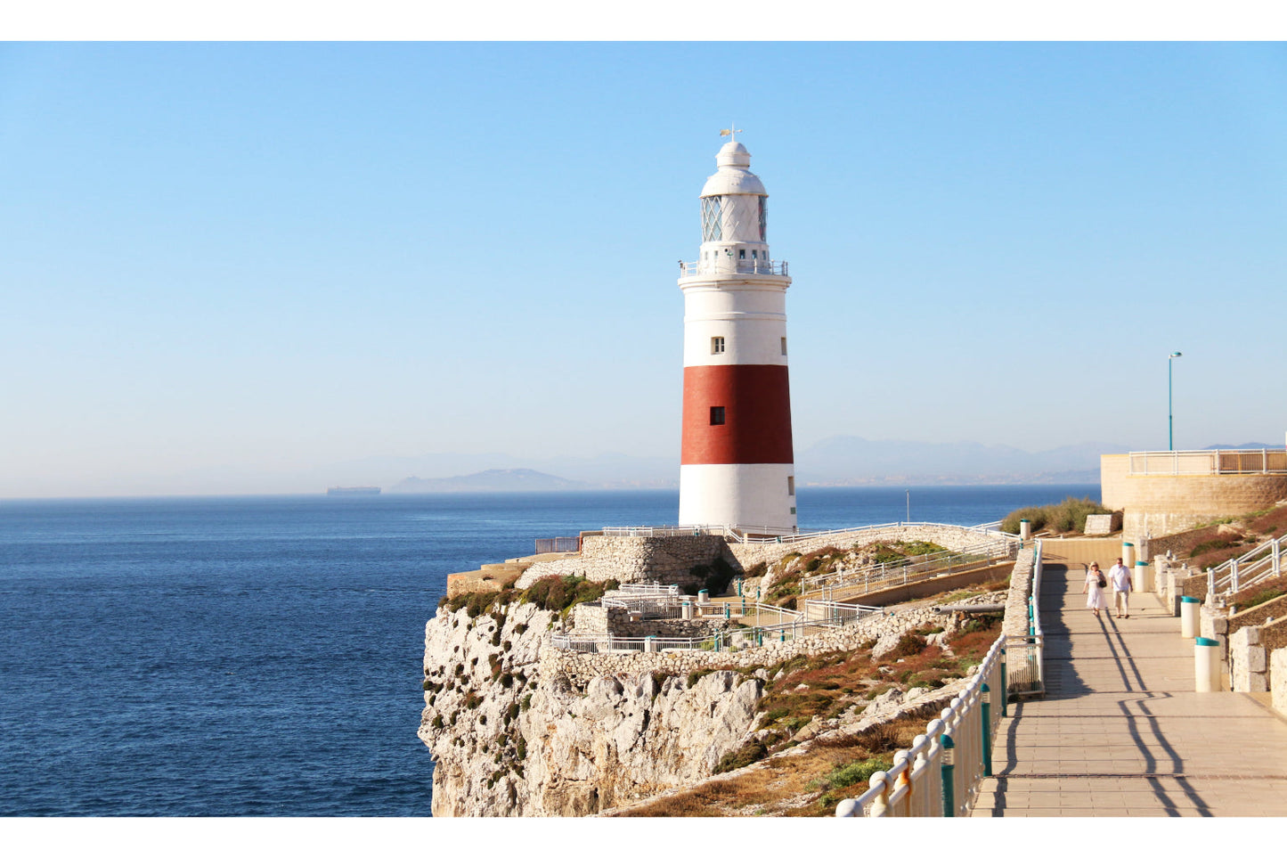 Red White Lighthouse Blue Sky Sea Canvas Art Wall Picture Or Gloss Print