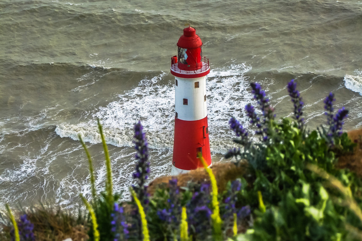 Red White Lighthouse Flowers Sea Coast Canvas Art Wall Picture Or Gloss Print