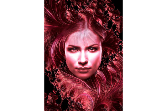 Red Woman Feathers Fantasy Face Canvas Art Wall Picture Or Gloss Print