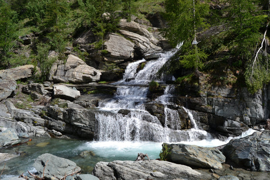 Rocky Green Waterfalls Water Canvas Art Wall Picture Or Gloss Print