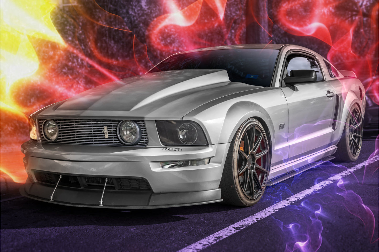 Silver Mustang Sports Car Cars Auto Canvas Art Wall Picture Or Gloss Print